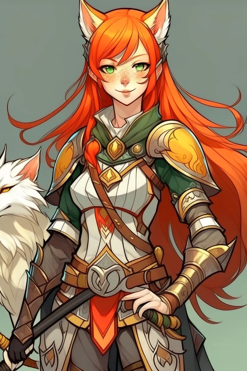 Teenaged Red haired kitsune paladin