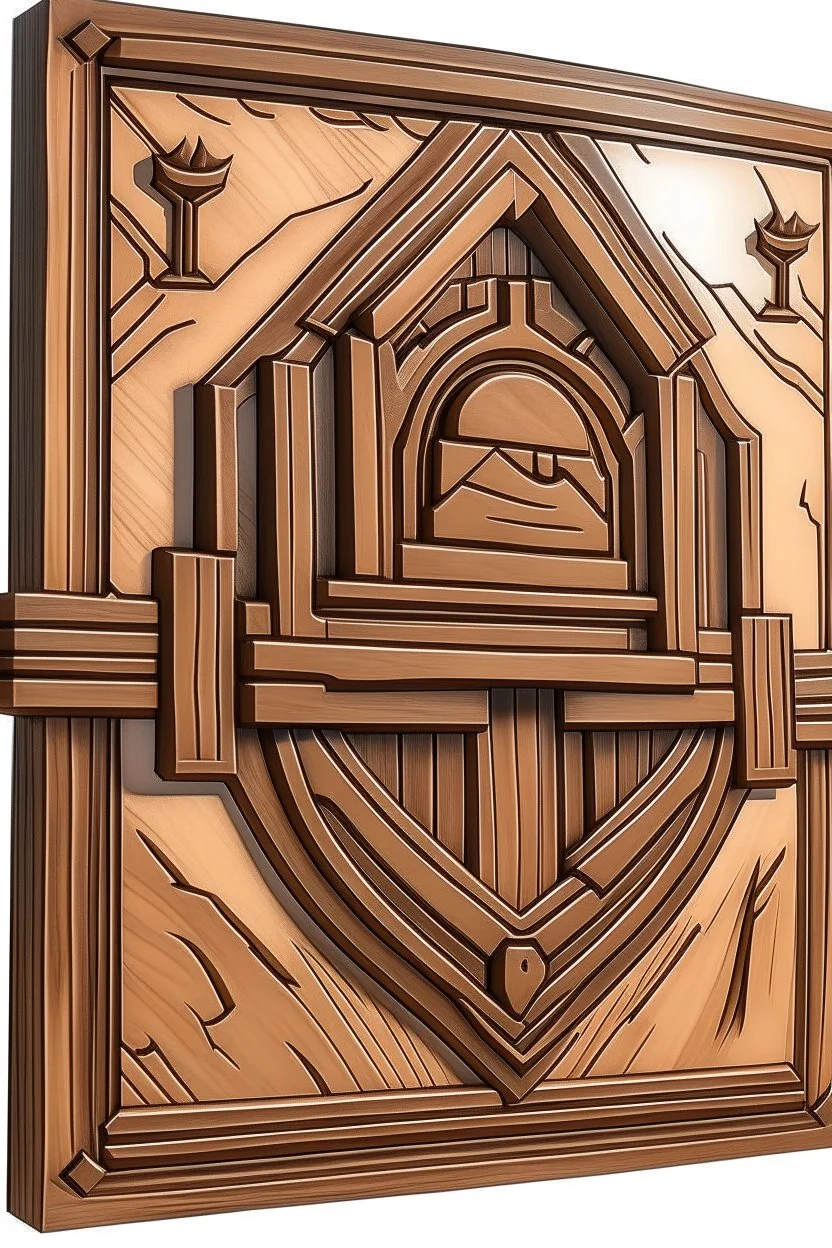 a wooden headboard with a fortnite theme carved into it, no background