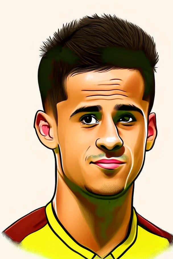 Philippe Coutinho Brazilian football player ,cartoon 2d