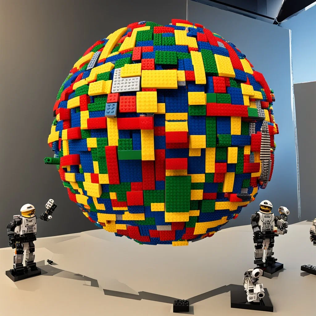 A planet has been constructed out of Legos