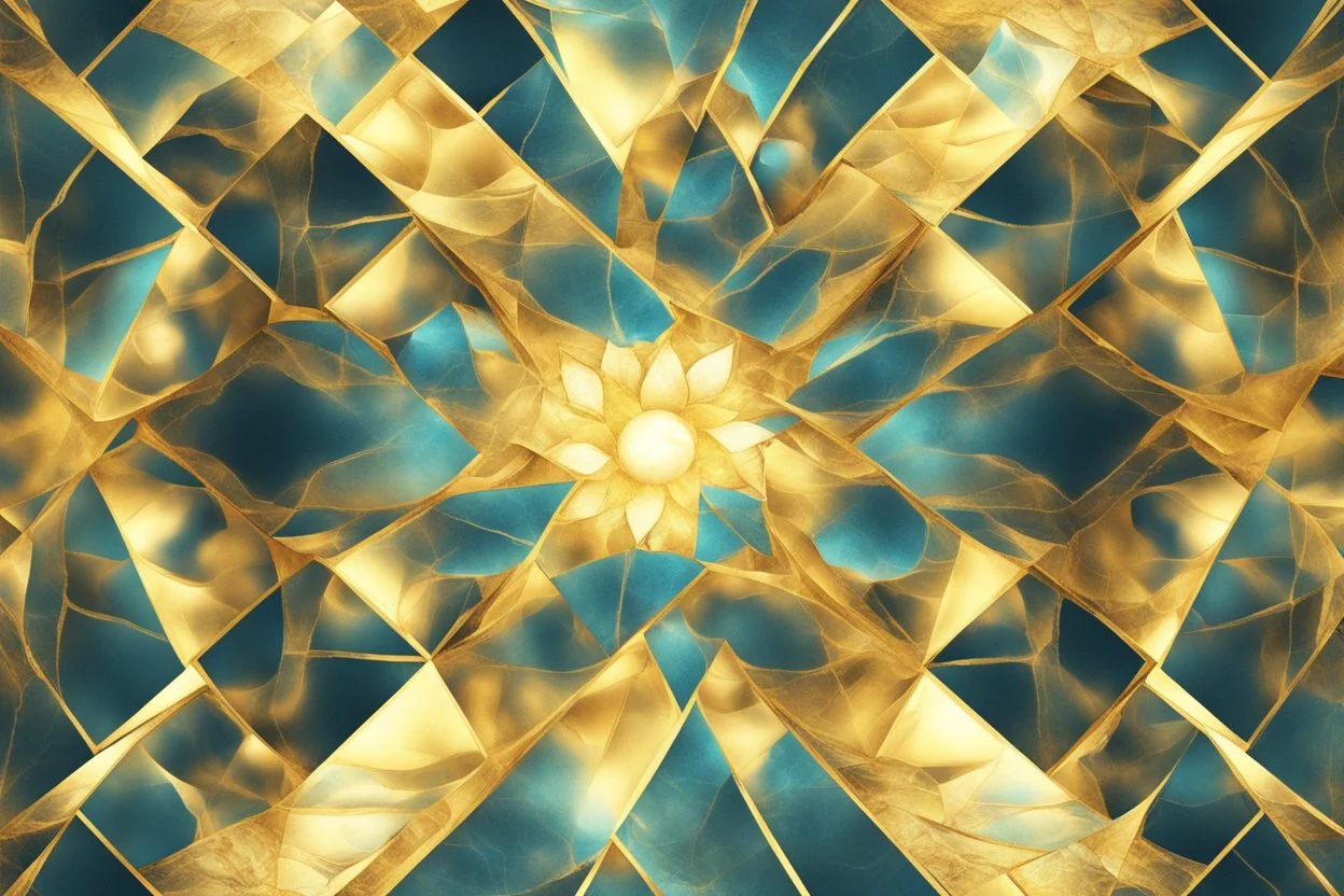 beautiful composition, symmetric pattern, Double exposure of cubes in which abstract flowers are, cracked holographic marble background, the cracks are golden S<AI in sunshine