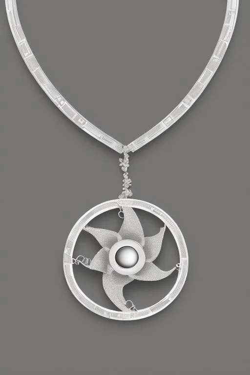 White gold necklace in the shape of a flower Astra Sia white background