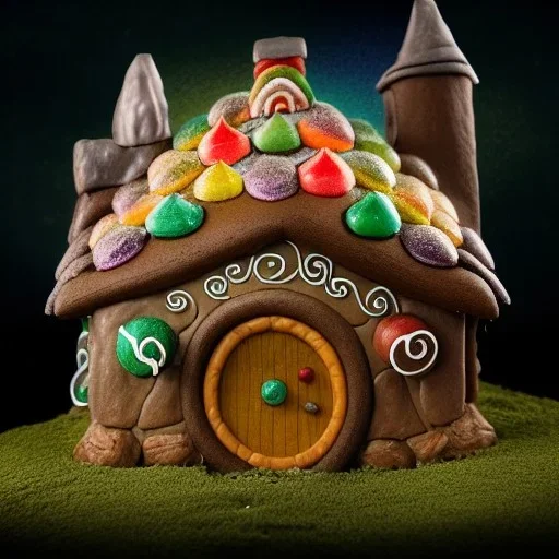 an intricate hobbit-style gingerbread house with rainbow sprinkles, frosting, hobbit-style,8k resolution, centered, high-quality, ultrafine-detail, digital art, detailed matte, volumetric lighting, illustration, 3D octane render, brian froud, howard lyon, ben goossens, George Grie, greg rutowski, alphonse mucha