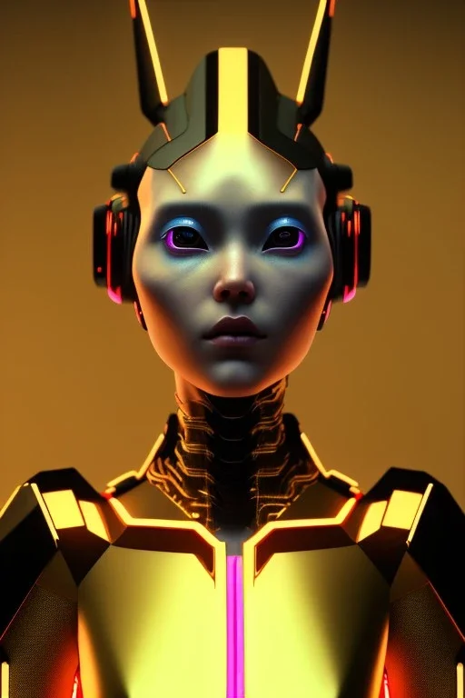 Medium Close Up Portrait, Front image. cyberpunk Asian woman, rabbit mask, pink short hair. latex suit. Red, black, gold, color. Ghost in the shell style. Color background, photo studio. Avatar image, highly detailed, concept art, smooth, unreal engine 5, god rays, ray tracing, RTX, lumen lighting, ultra detail, volumetric lighting, 3d, finely drawn, high definition, high resolution.