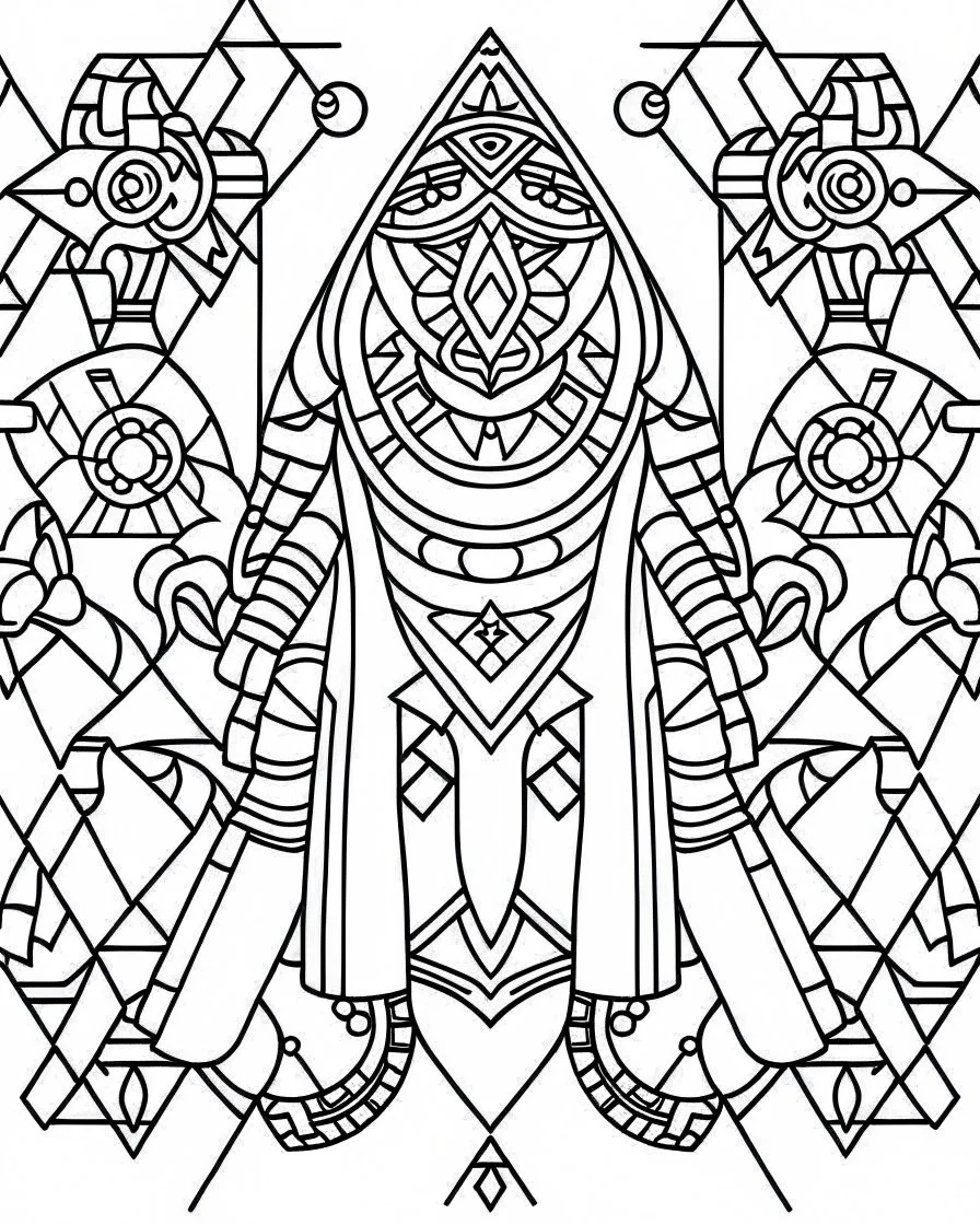 outline art for bold and easy coloring pages with A very simple and super minimal design featuring a beautiful egyptian geometric pattern., white background, sketch style, fully body, only use outline, cartoon style, clean line art, white background, no shadows and clear and well outlined