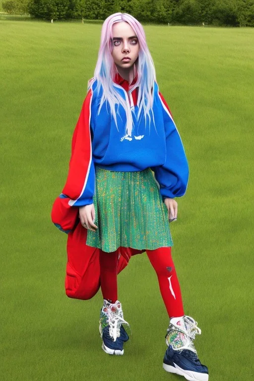 Billie Eilish, skirt, photorealistic, 8k