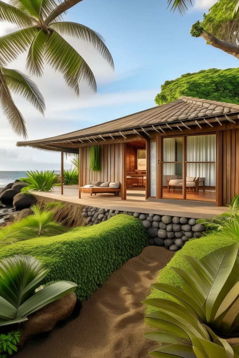 luxury eco resort hawaii outside view bungalow at the beach