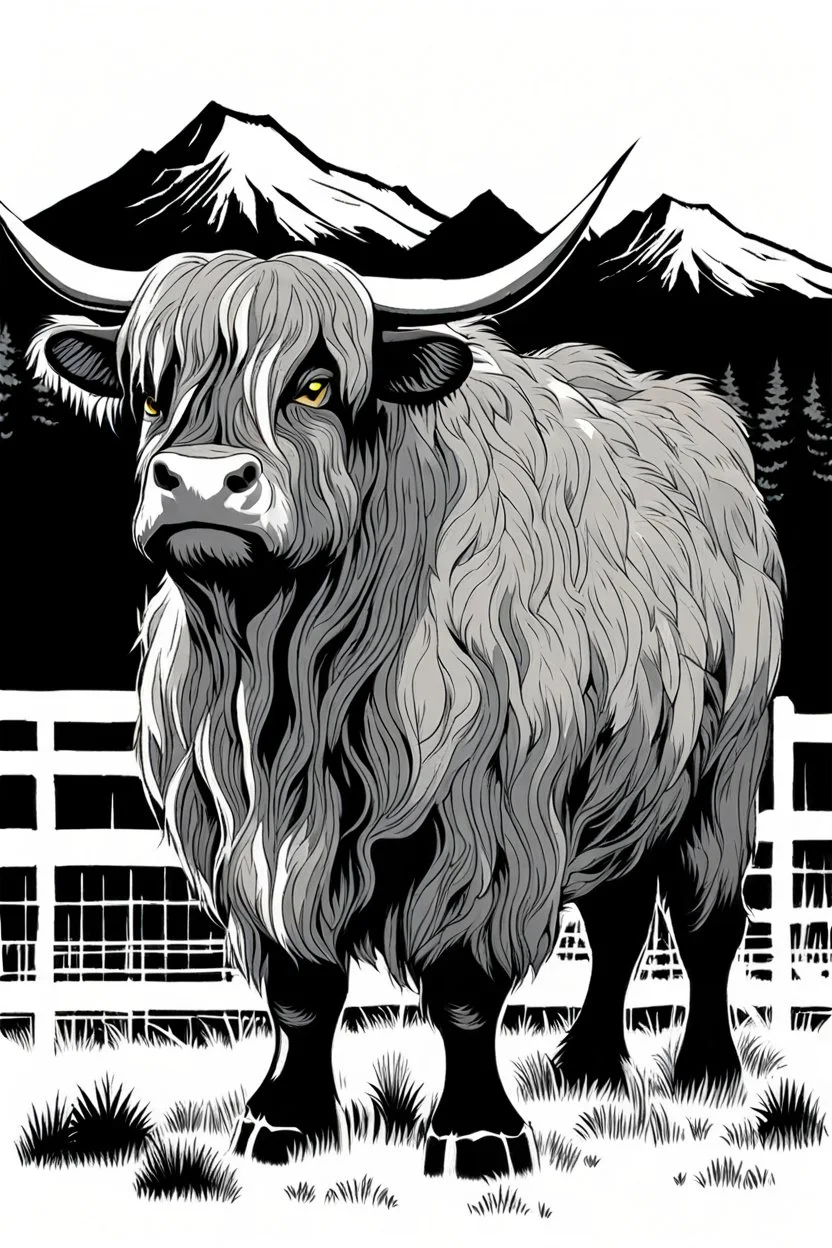 Godzilla x highland cow hybrid creature