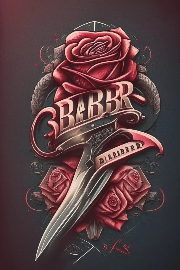 rose mit rasiermesser, haarschneidemaschine und diamant über schriftzug,firmenlogo für friseur barber, name soll SAMO THE BARBER sein, high quality, logo, graffitidesign, symmetrisch, 4k,