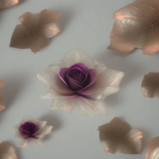transparent multicolor crystal rose leaf