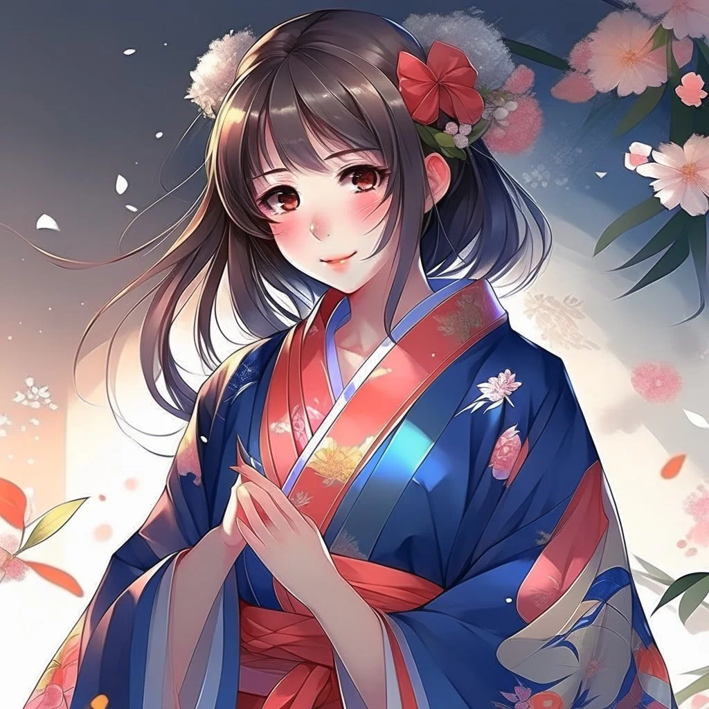 beautiful girl kimono anime