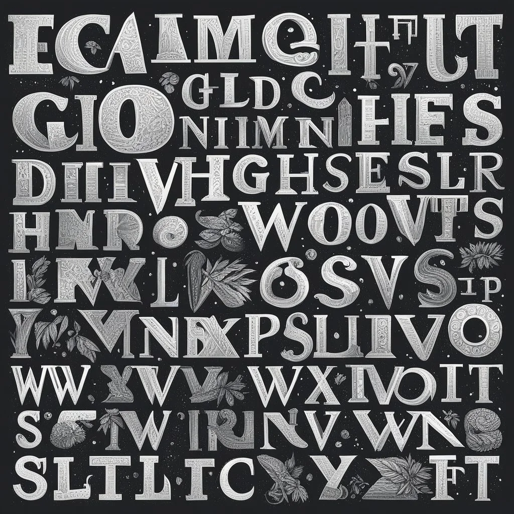 [art in Hedcut style] font alphabet