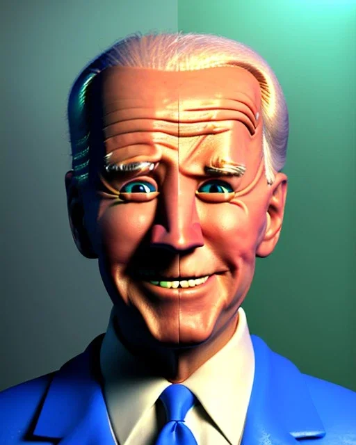 Waist up Portrait, joe Biden as muppet Sesame Street, Blue suit retro style, photo studio, city background, unreal engine 5, concept art, art station, god lights, ray tracing, RTX, lumen lighting, ultra detail, volumetric lighting, 3d.