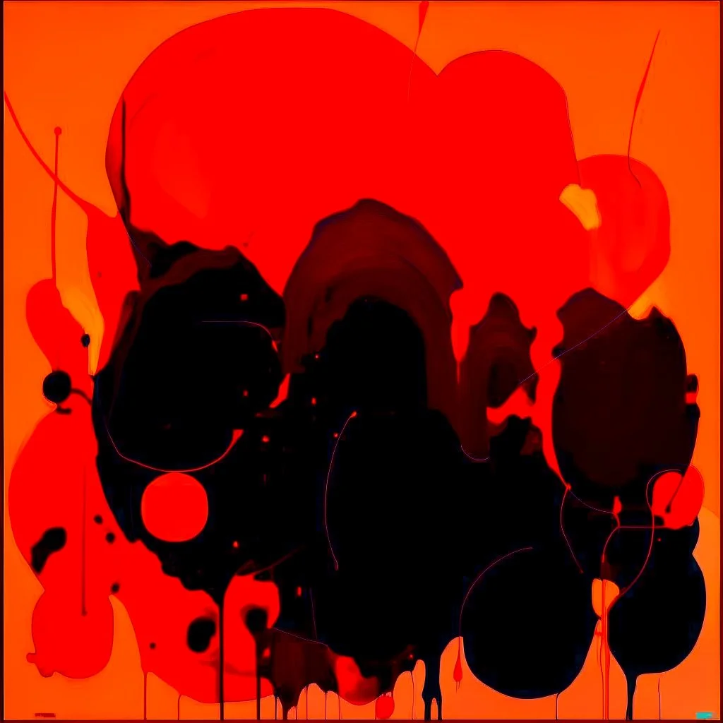 temperture warming blob conspiracies, abstract art, offset pinpoint light clusters, by Tracey Adams, asymmetric, cigarette burns, violent orange and black color scheme, corruption of dark neon orange hues invading the darkness