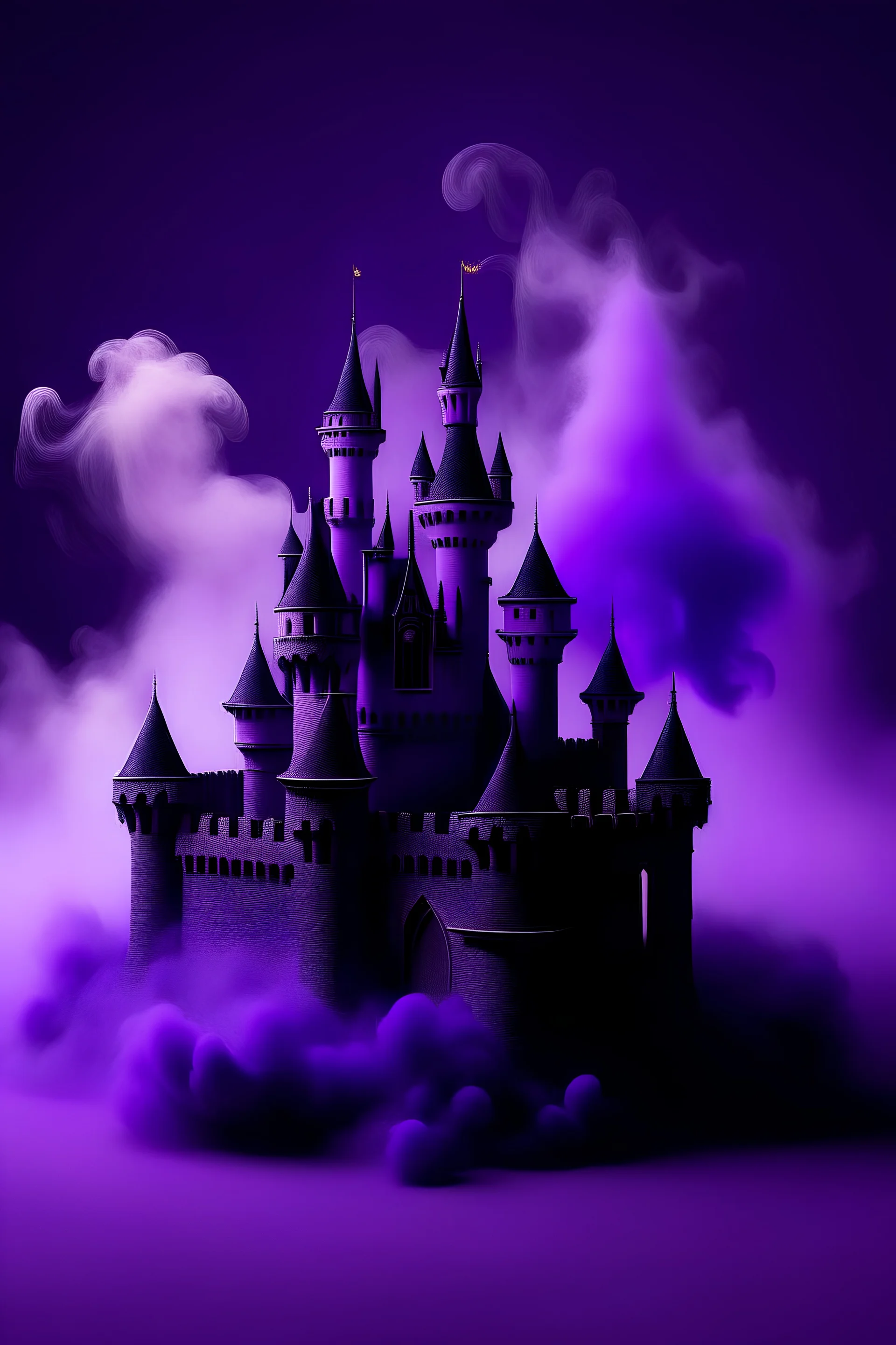 64x64 pixel castle with purple smoke