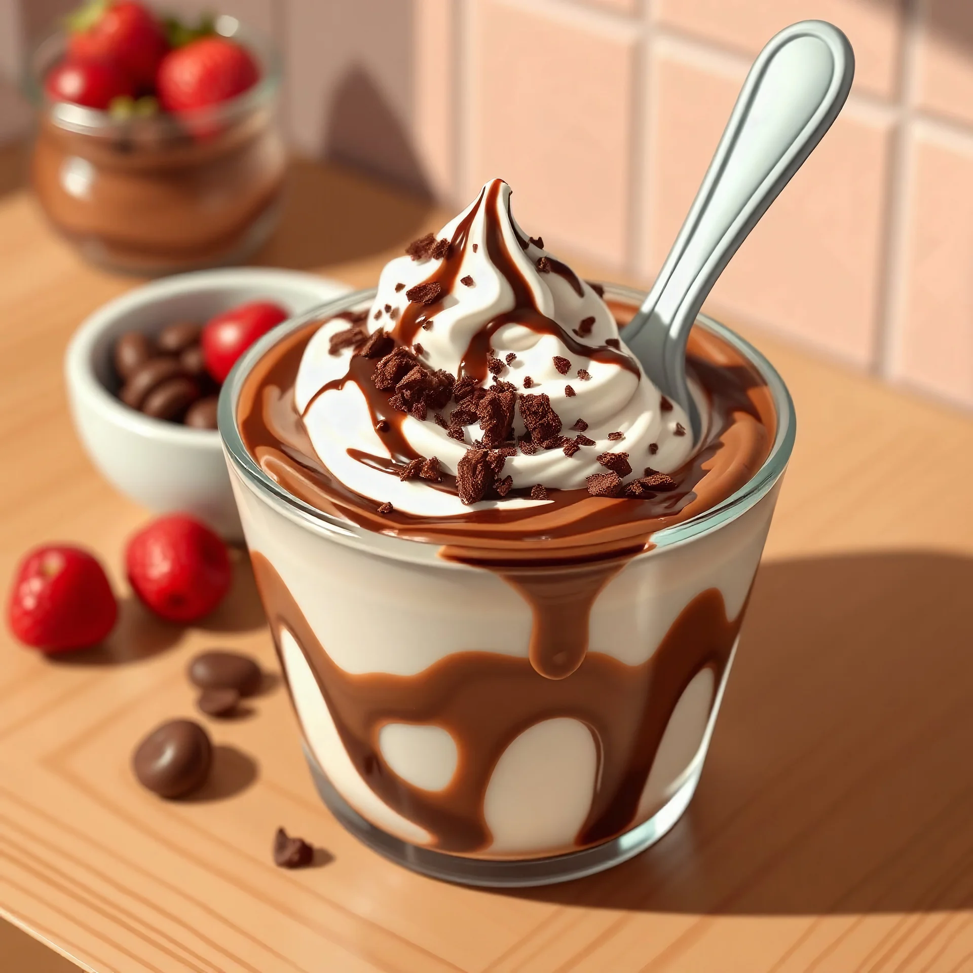 anime style chocolate yogurt