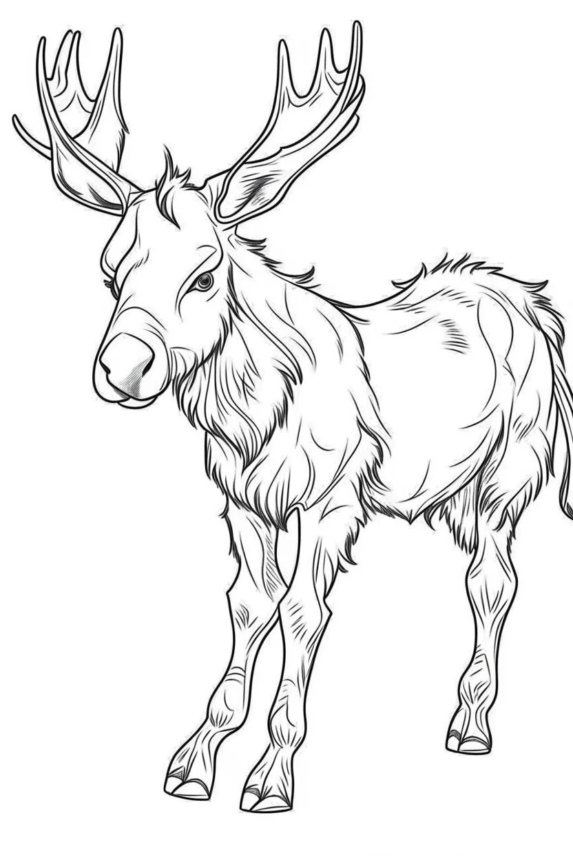 outline art for Moose Calf coloring pages with sitch, white background, Sketch style, full body, only use outline, toddlers style, clean line art, white background, no shadows and clear and well outlined.