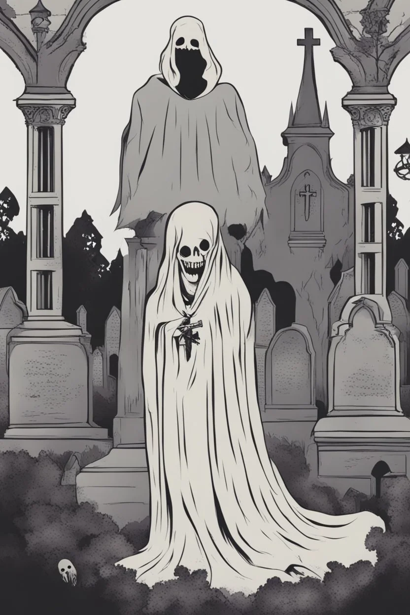 Ghost in a gothic graveyard