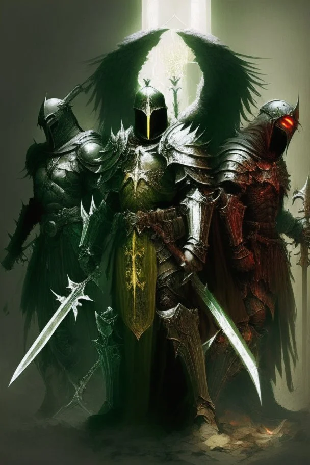 crusader holy light olive green dark medieval knight paladin crusades diablo demon slayer dark ages templar devil versus angel