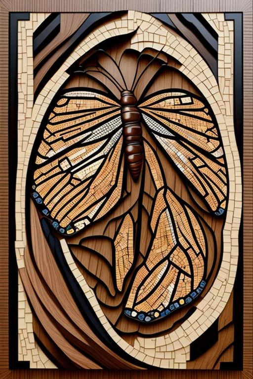 very beautiful butterfly wood mosaic