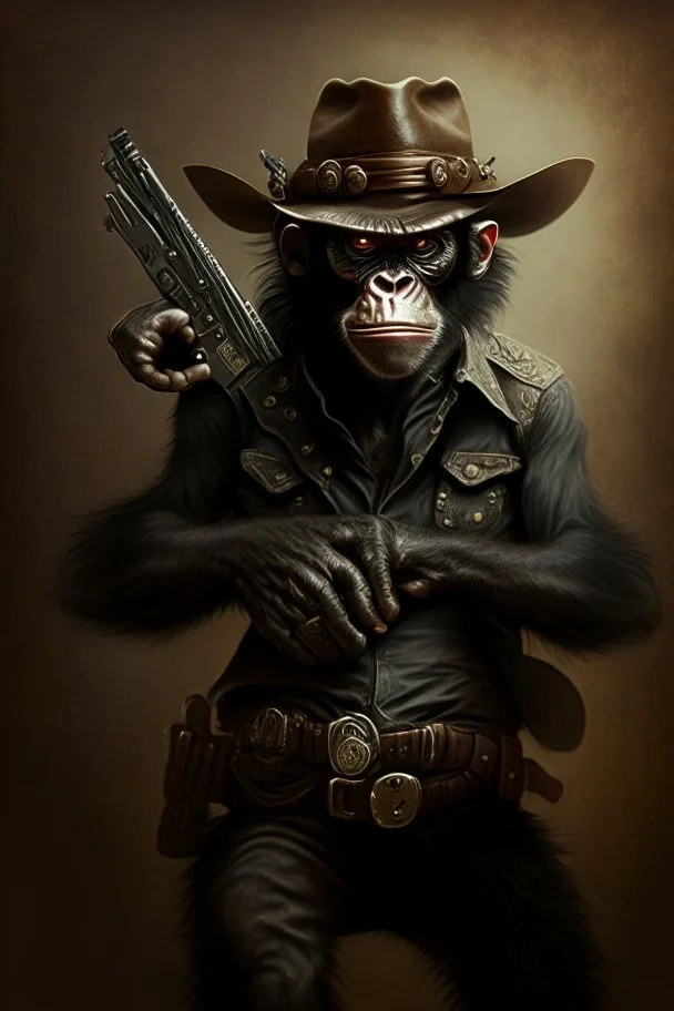 dark monkey cowboy with 2 pistols