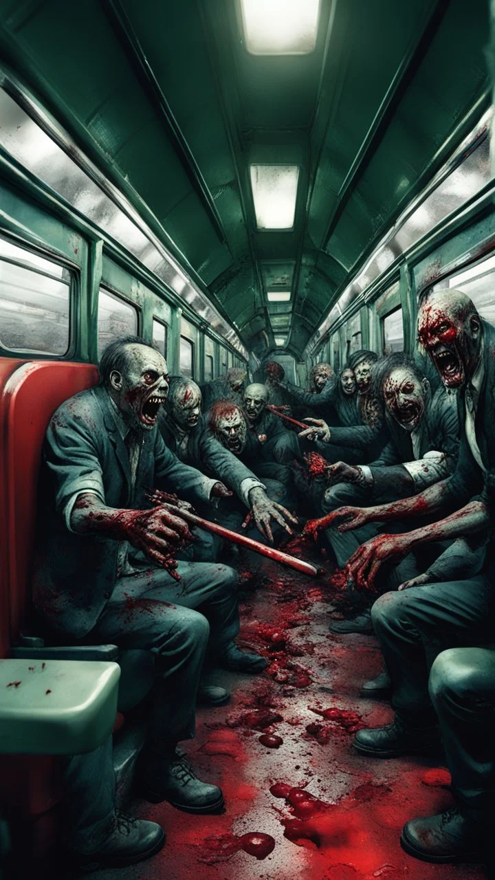 inside a train Zombie’s fighting with each others , blood everywhere