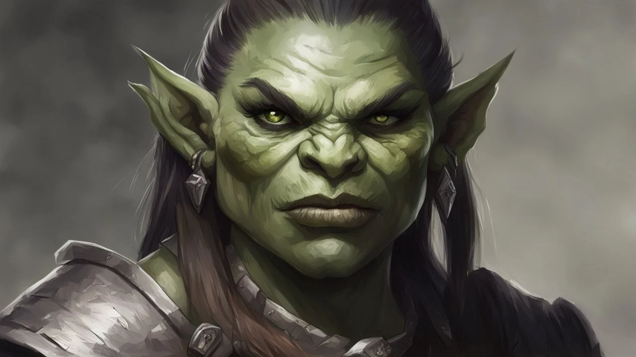 dnd, portrait of female orc