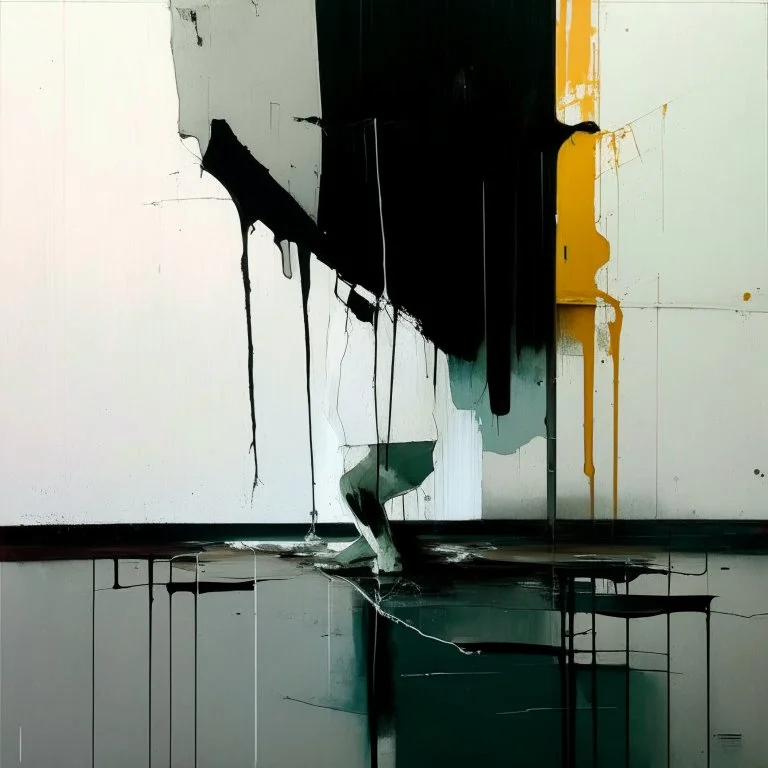 Empty Minimal contemporary abstract flat landscape painting. Concrete carpark. Big brushstrokes. Drips of paint. style of Justin Mortimer and Adrian Ghenie.