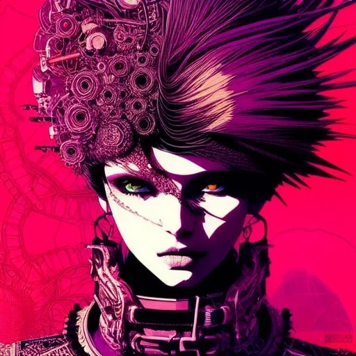 beautiful punk girl, hyper detailed, hyperdetailed, intricately detailed, illustration by <kilian eng> <Yoji Shinkawa>,beautiful punk girl, hyper detailed, intricately detailed, illustration by <kilian eng> <Yoji Shinkawa>, purple tones, darkred tones,