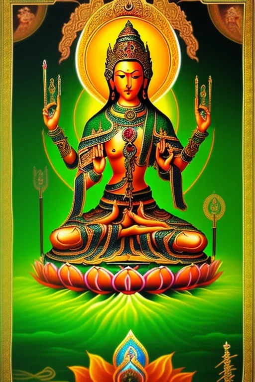 Green Tara, female bodhisattva, orthodox icon