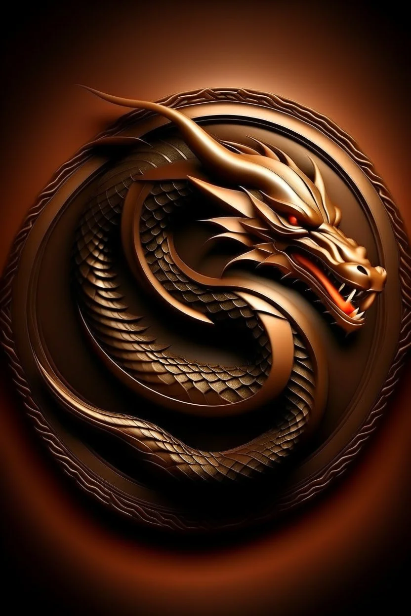 dragon logo, leather background