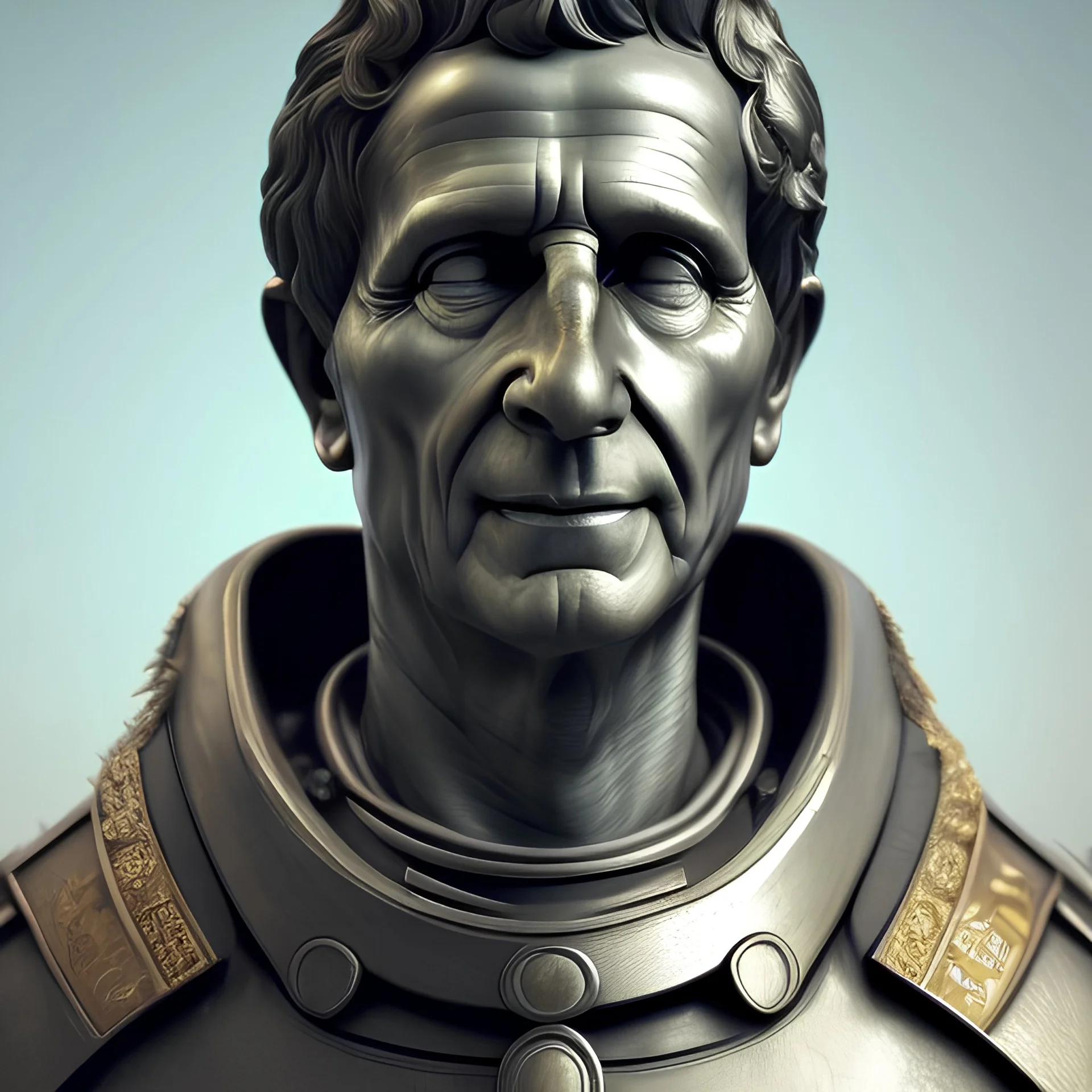 Highly detailed portrait, smiling Julius Caesar, rtx, unreal engine 5, bright colors, Rome, SPQR, Roman, epic scale