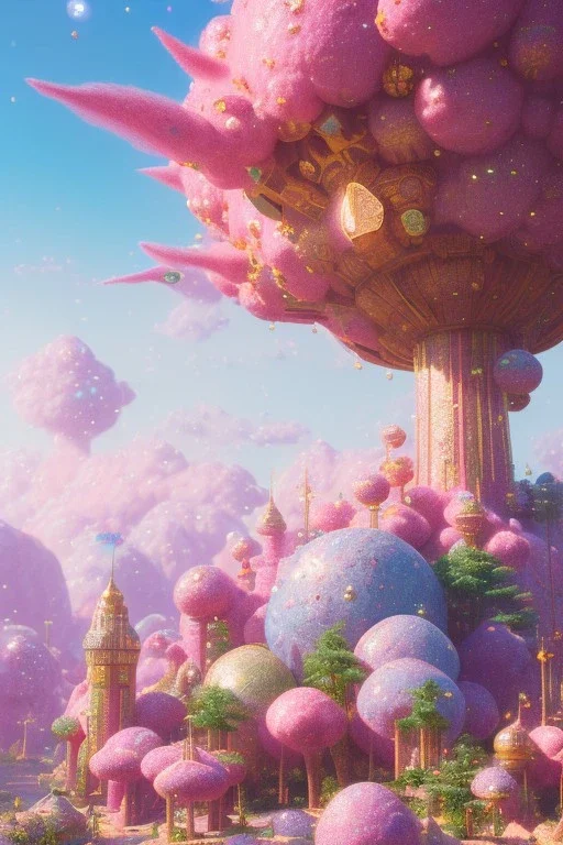 pink landsacape with multicolored crystals falling from the sky, full of details, smooth, bright sunshine，soft light atmosphere, light effect，vaporwave colorful, concept art, smooth, extremely sharp detail, finely tuned detail, ultra high definition, 8 k, unreal engine 5, ultra sharp focus