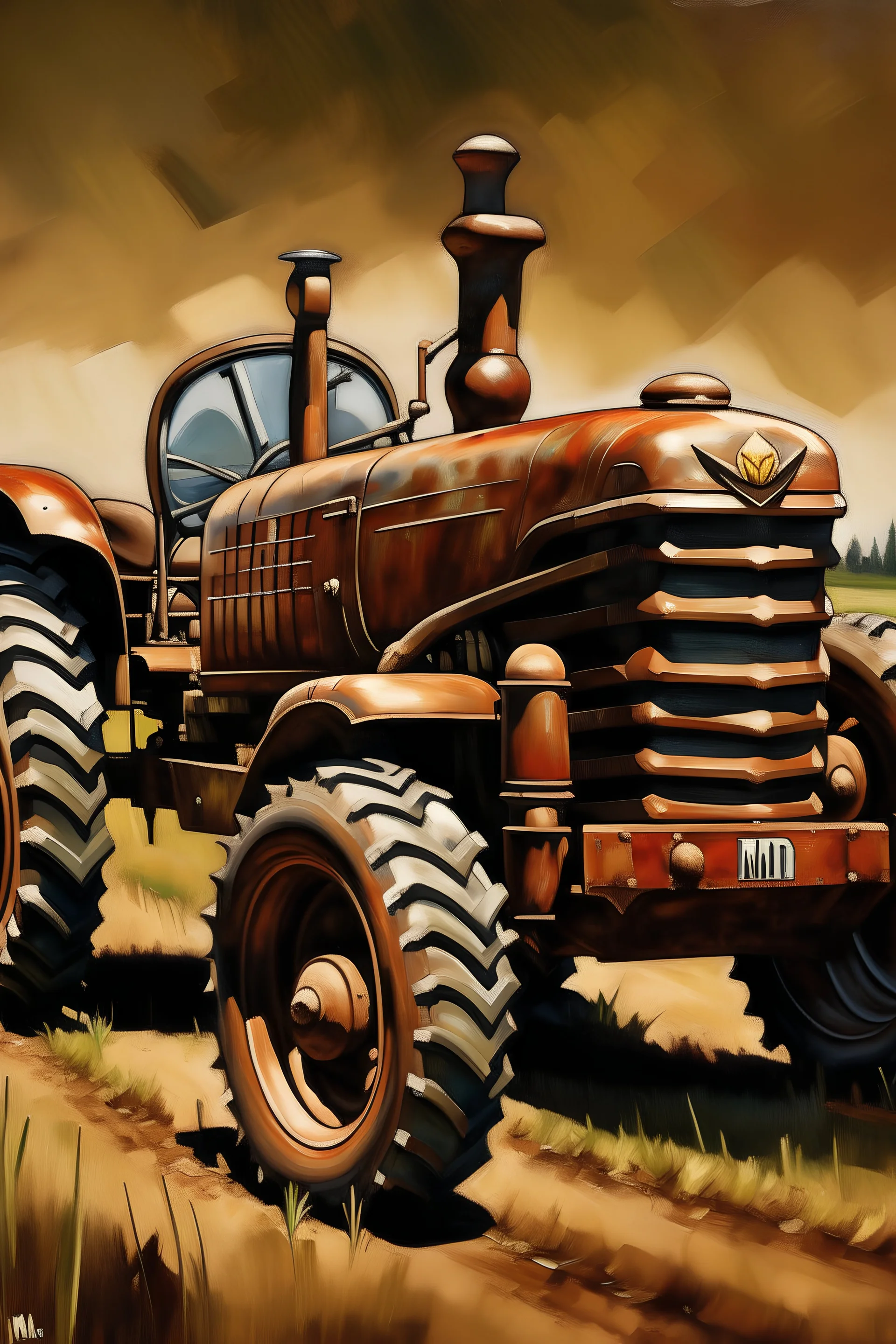 painting of a Big M tractor