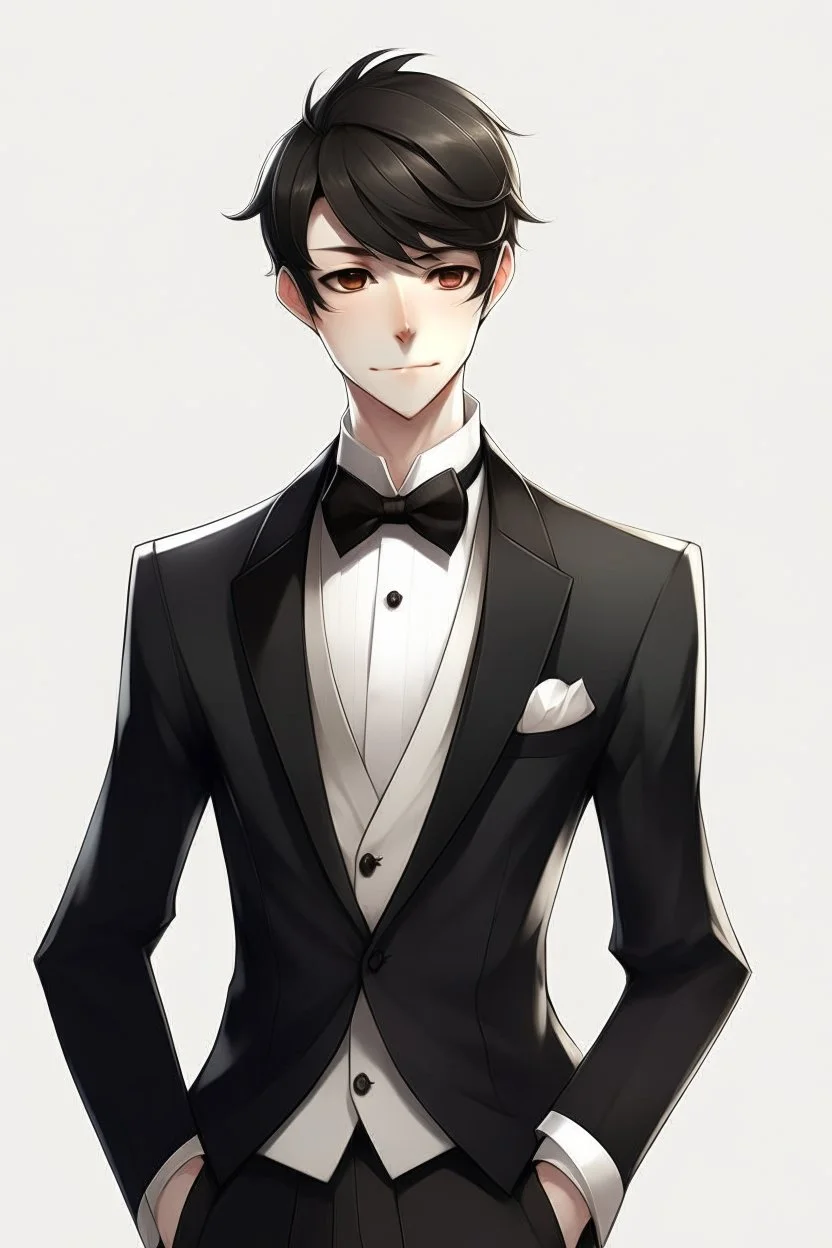 man anime wearing tuxedo realistic