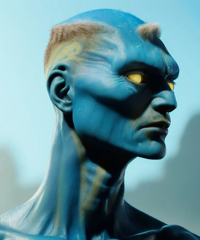 portriate of beautiful blue na'vi warrior,volumetric lighting, particals, intricate detail,realistc, close up