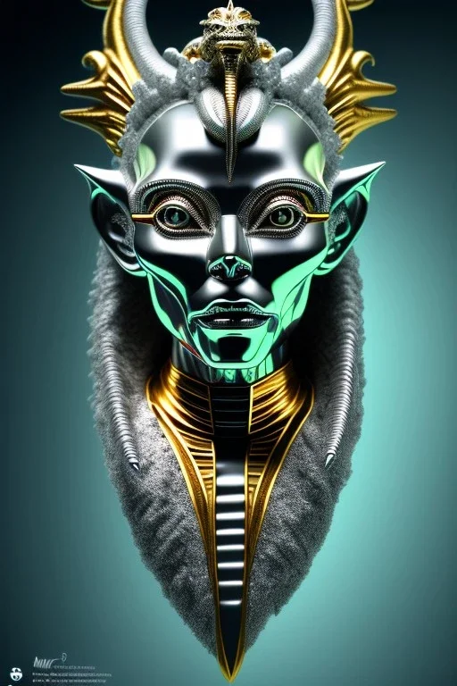 Silver alien, head, wicked, black eyes, blood, 8k, finely detailed, photo realistic, Anunnaki black male African Egyptian alien, cracks in the voodoo head, wicked,Asian turquoise eyes, crown, Elephant, 8k, finely detailed, photo realistic, tiger turquoise skull head gold dragon space alien sun skeleton gold gorilla silver crown silver eyes