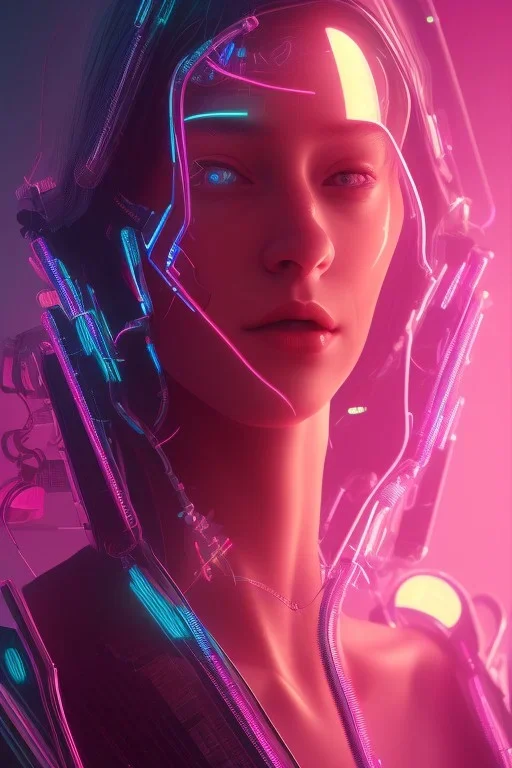 cyberpunk, head, women, portrai, tron