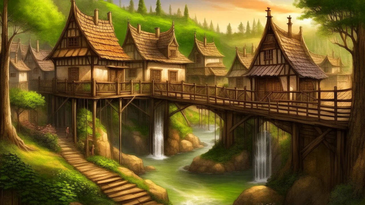 Fantasy art: new dam in the village