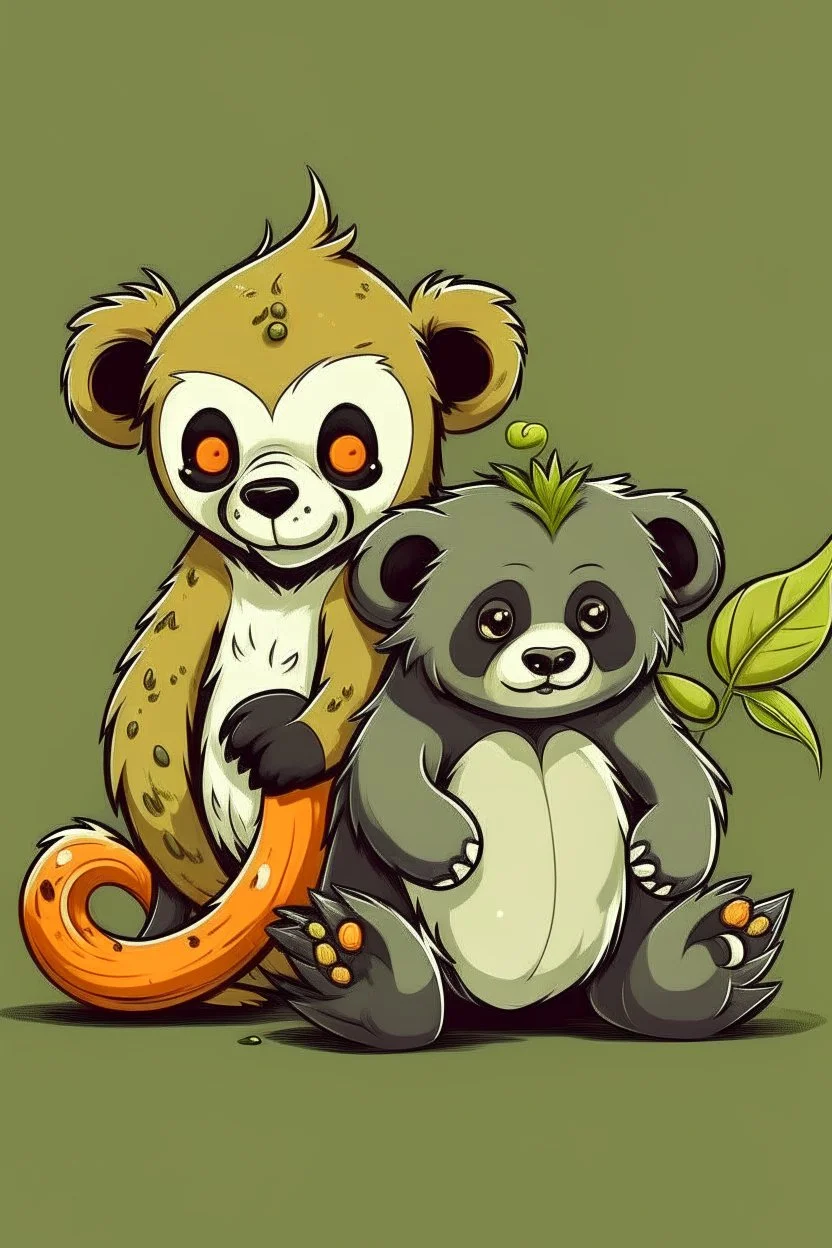 Panda and monkey