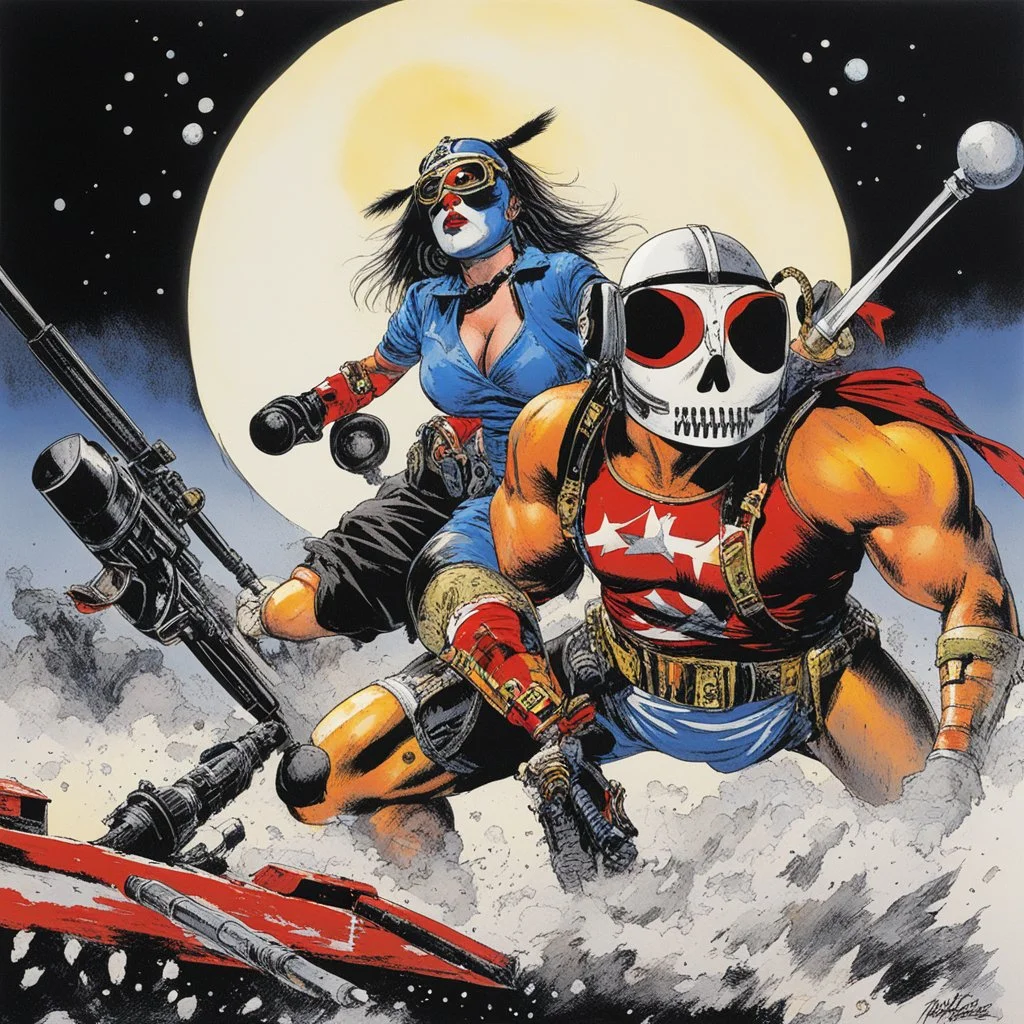 [Art by Kelley Jones] Mil Mascaras vs. tank_girl