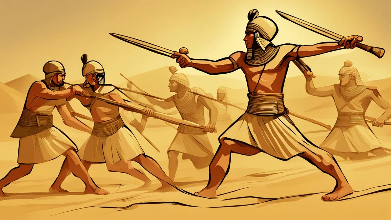 Pharaonic soldiers fighting in battle