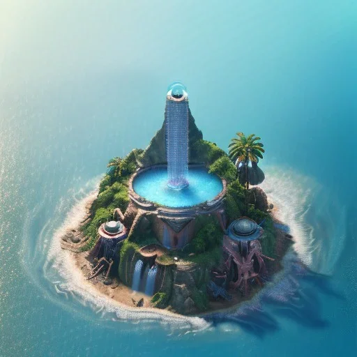 The Isometric Glass Tall Box Mini Model Little Real Island Mixed Water Fall rainbow Under Ocean Sunshine Summer Background Blue Sea, The Last Of Us / Avatar, Octane Render / ZBrush, Cinematic, IMAX Film, Nikon D750, 16K, Autostereoscopy, Anthropomorphic, Golden Ratio, Geometry, Symmetric, Depth Of Field, Highly Detailed, Ultra Realistic, Beautiful Lighting, Halfrear Lighting, Soft Light, Candoluminescence, Cast Shadow, Reflective, Glow, Translucent, Normal Map, Carbonated --testp