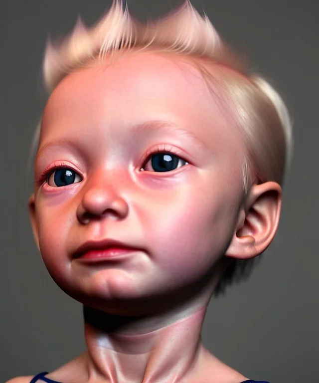 Tilda swinton toddler, full body, shoe, dress, soft skin, dramatic lighting, hyper realistic