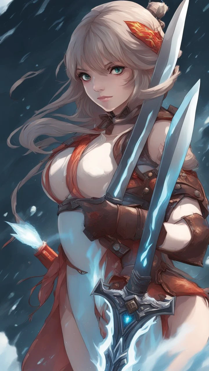 Girl with fire and ice swords