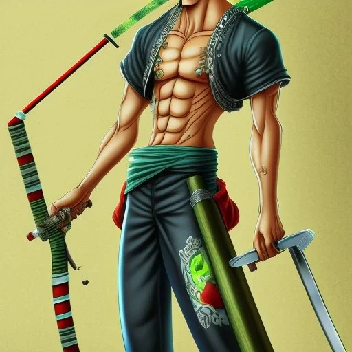 zoro, one piece, green, chainsawman, animestyle