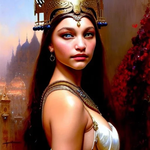 portrait beautiful face Maddie Ziegler ,busty,medieval metal armor balanciaga fashion clothe painting by gaston bussiere, greg rutkowski, yoji shinkawa, yoshitaka amano, tsutomu nihei, donato giancola, tim hildebrandt, oil on canvas, cinematic composition, extreme detail,fit full head inside picture