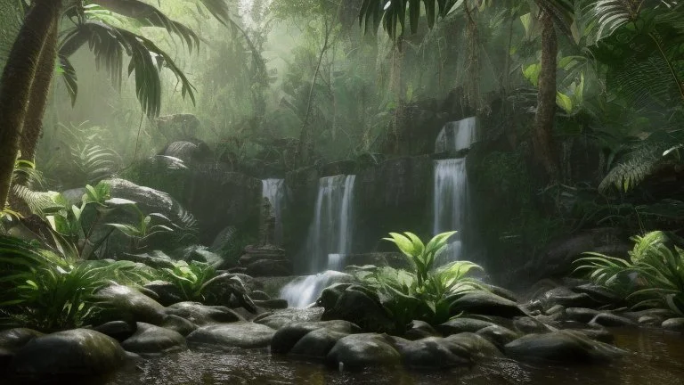 jungle.water fall.