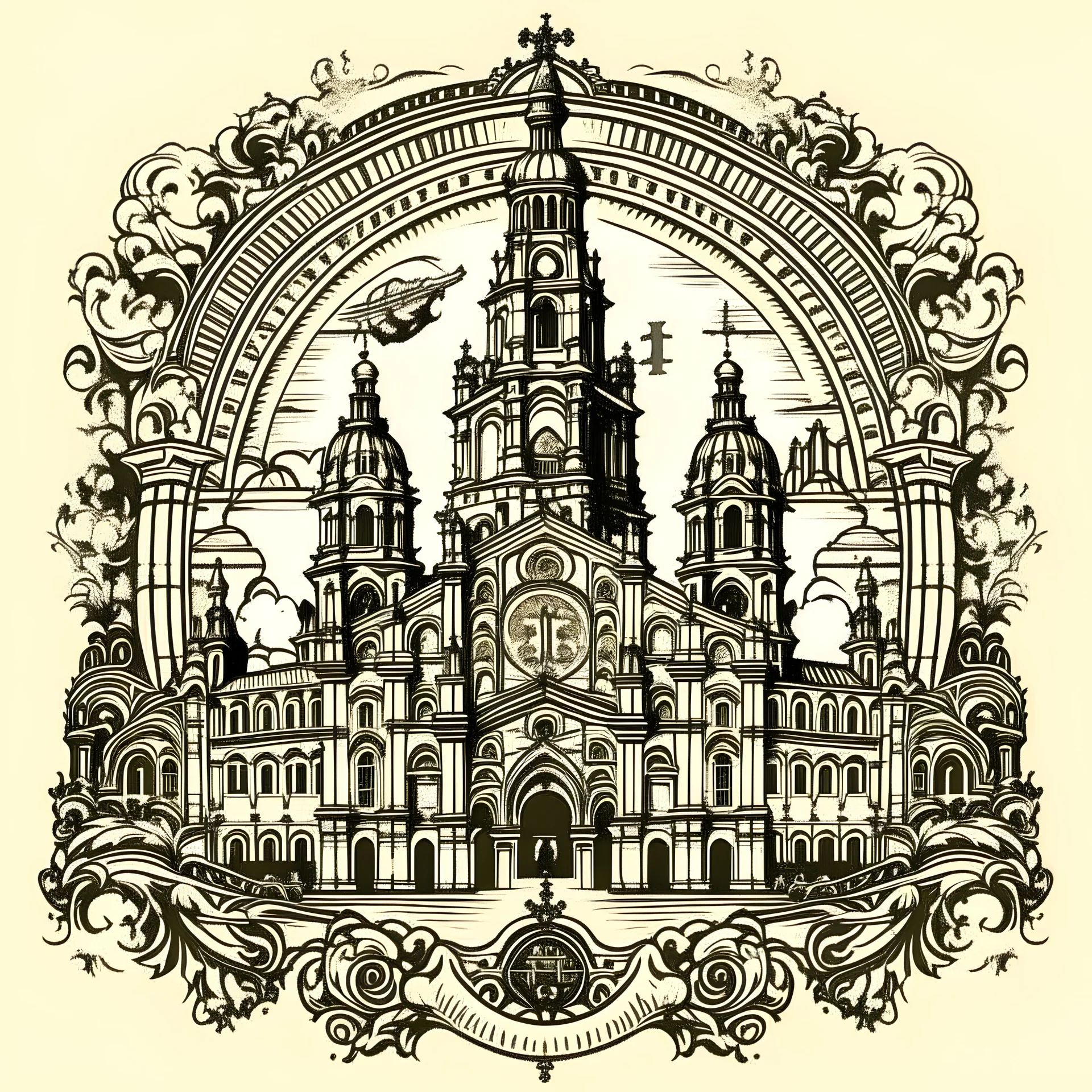 estampa de camiseta. catedral de santiago de compostela