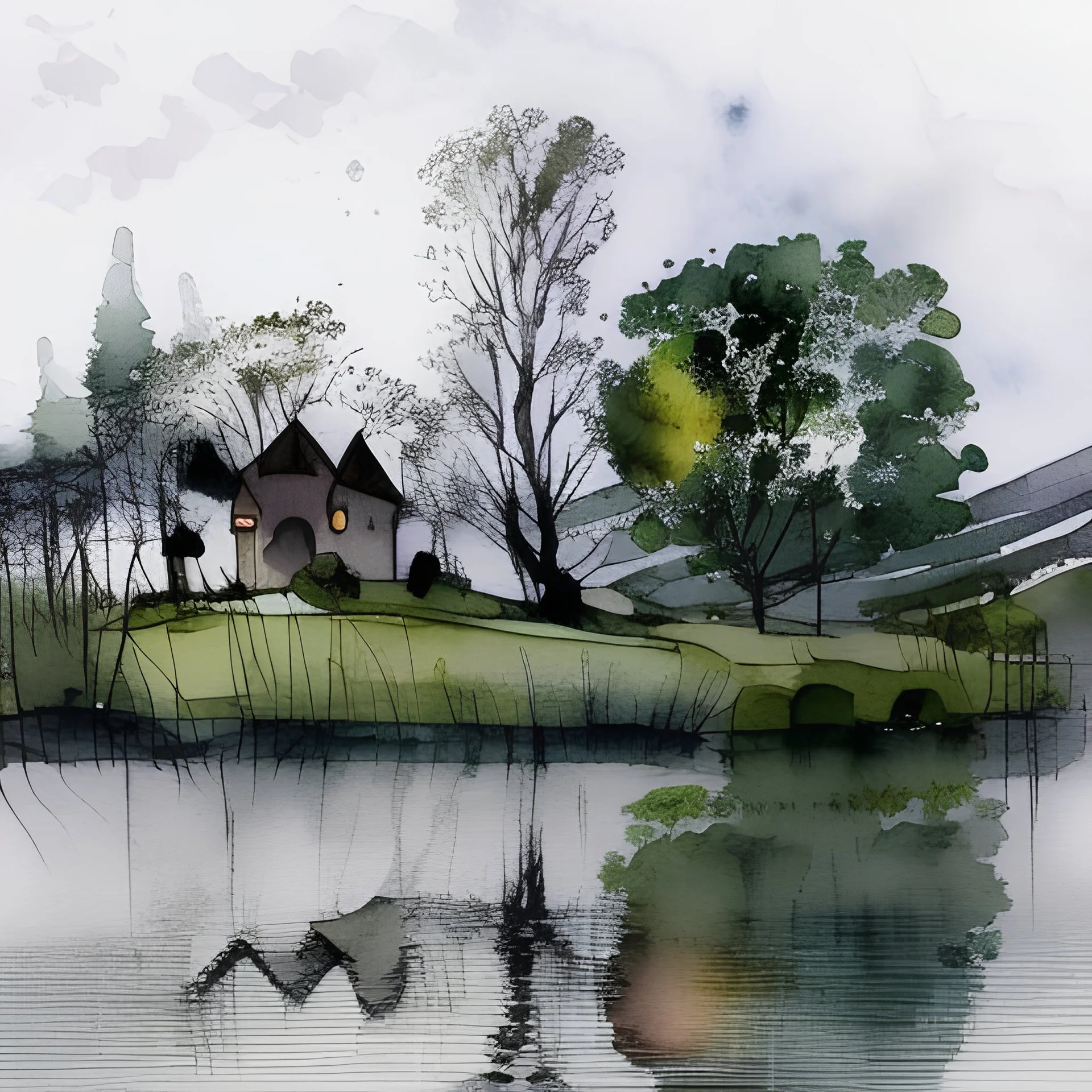 Create a illustration in a watercolor style from the image with a tranquil mood